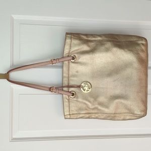 Gold Metallic Michael Kors Shoulder Tote with Hangtag